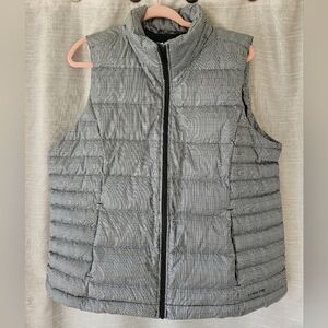 Land's End Women's Black and White Checkered Down Vest
